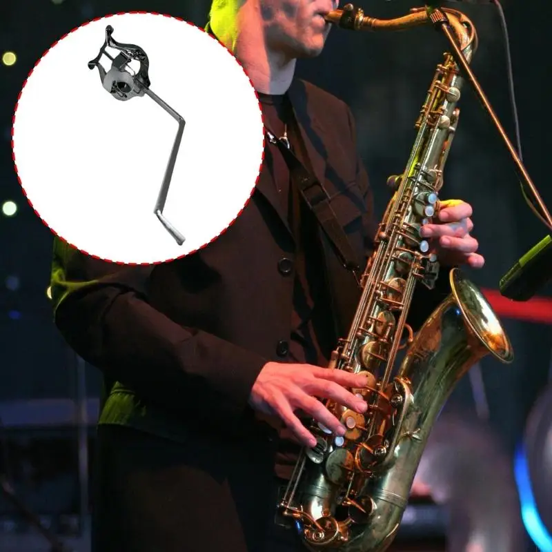   Portable Saxophone March Music Clip Metal Sax Clamp-On Clip Holder Lyre