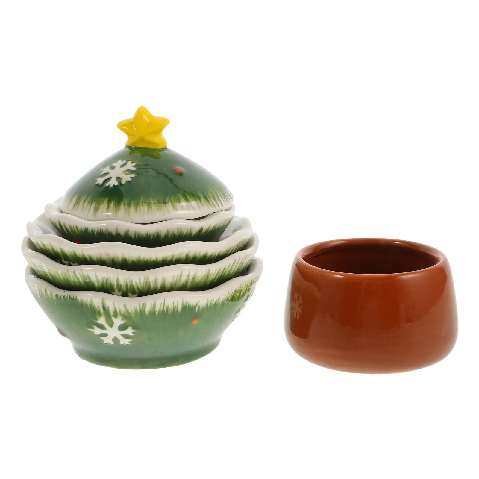 1Set Christmas Tree Shaped Condiment Bowl Multi Layer Ceramic Dip Plate Stable Base Holiday Party Snack Server