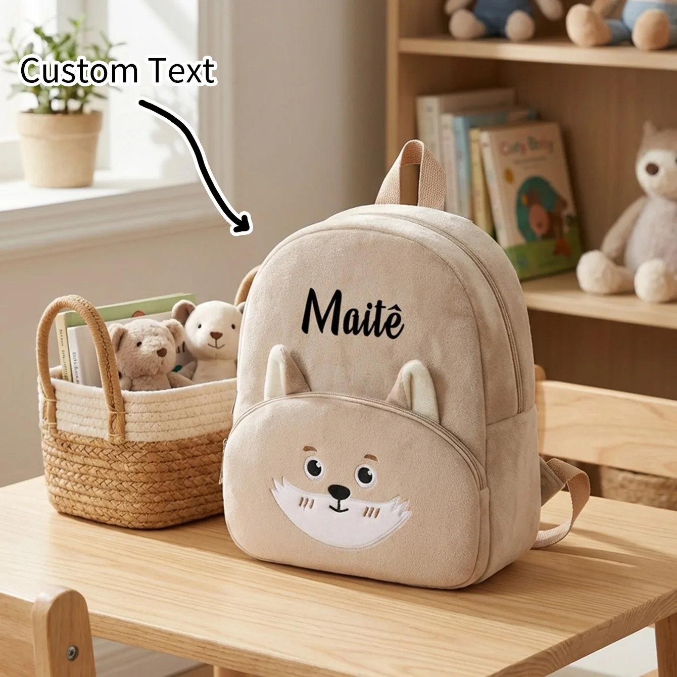 

Custom Name-Embroidered Fox Plush Backpack for Kids | Fluffy, Adjustable Straps | Ideal for School, Holiday/Birthday Gifting