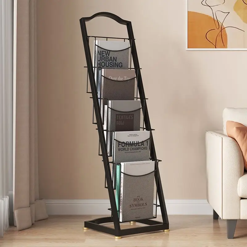 Multi-Tier Magazine Rack for Display and Storage of Brochures Flyers Newspapers Books and Documents Floor Standing Organizer
