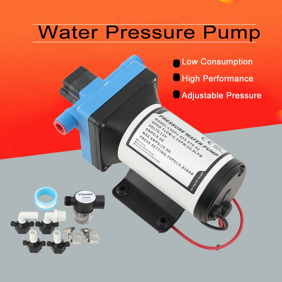 مضخة الحجاب الحاجز لضغط المياه ارتفاع ضغط 12 فولت ارتفاع ضغط الحجاب الحاجز الذاتي فتيلة لغسل الحجاب الحاجز