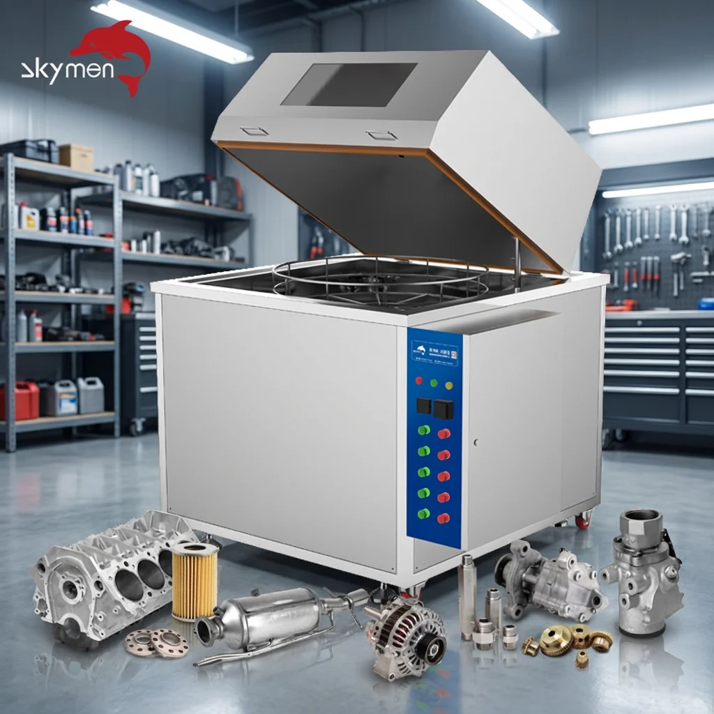 Skymen Custom High Pressure Rotary Basket Spraying Washing Cleaning Machine Industrial Ultrasonic Engine Block Cleaner For Cars