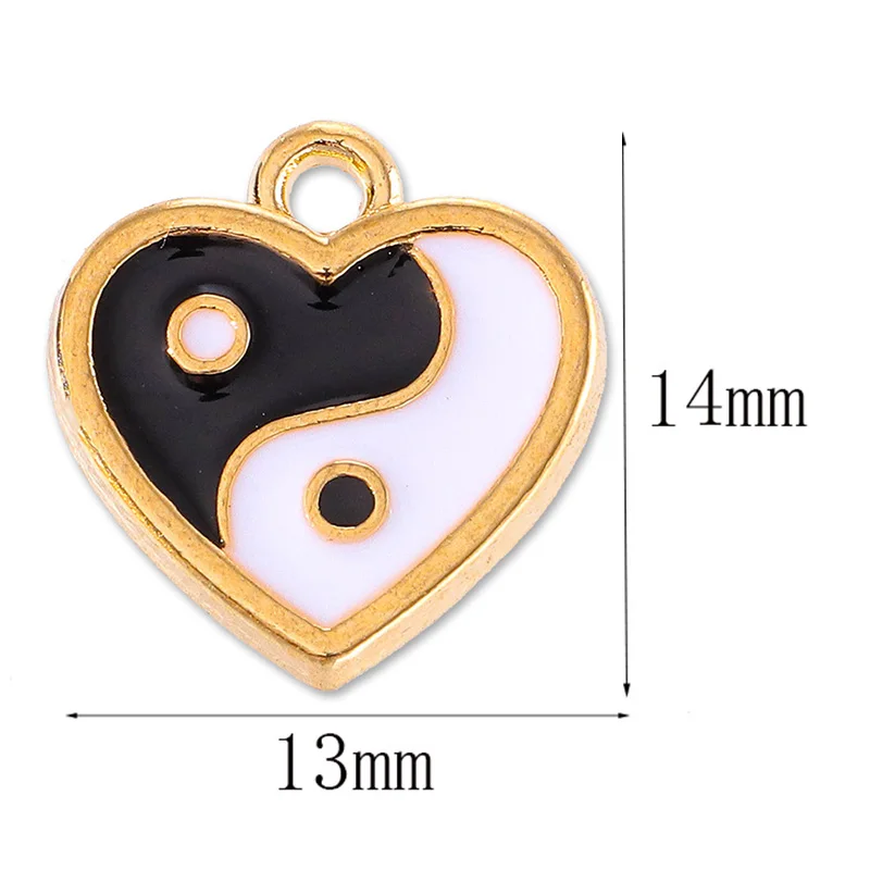 Fashion Enamel Charm Taiji Bagua Alloy Gold Pendant for Bracelet Earrings Phone Charm DIY Jewellery Making Supplies Wholesale