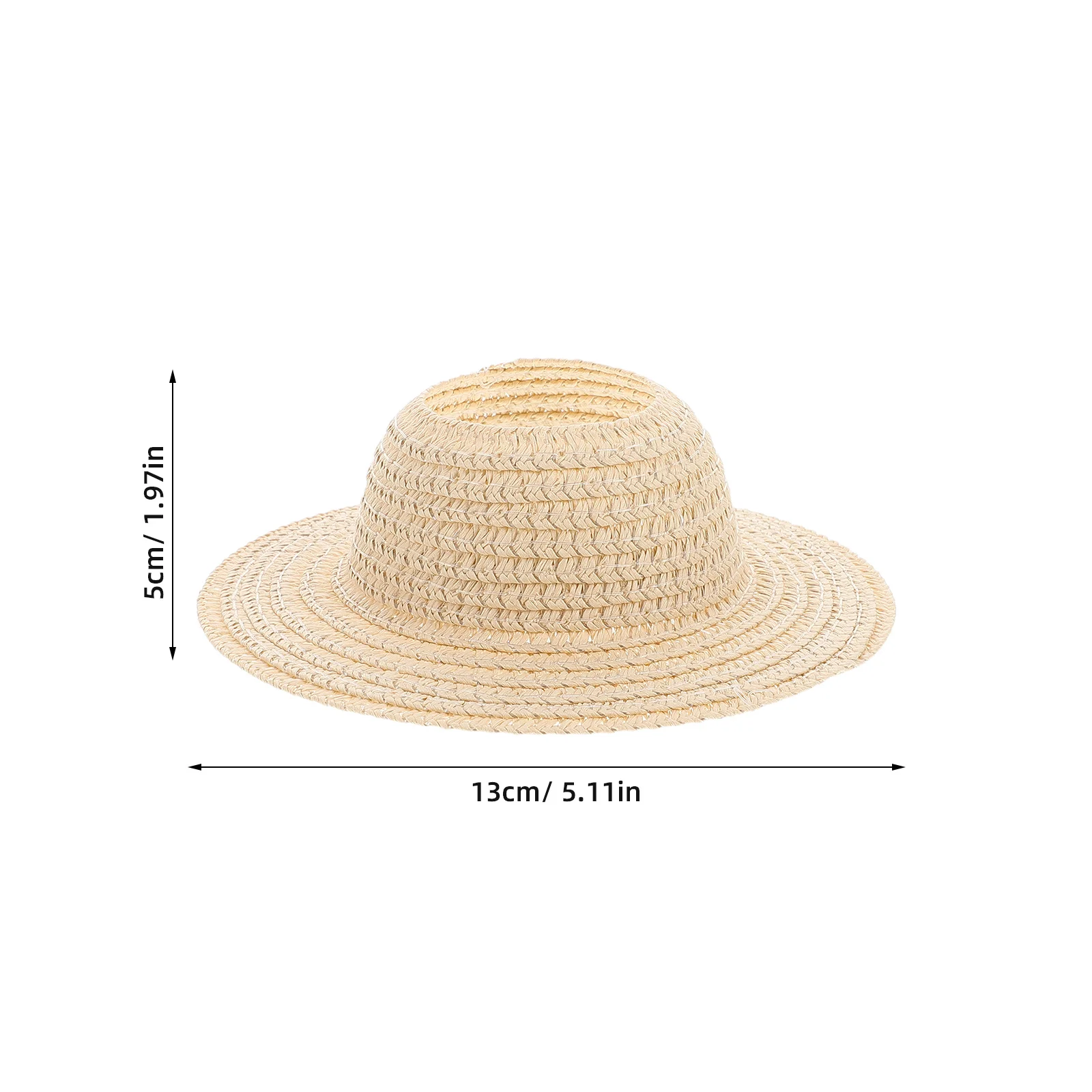 Mini chapéus de palha para casa de bonecas, faça você mesmo, artesanato, top aberto, 17cm de aba larga, feito à mão, adereços para fotos, acessórios de fantasia, verão leve