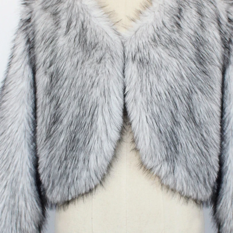 

2025 Luxury Women’s Cropped Faux Fur Coat Winter Warm Long Sleeve Open Front Fuzzy Jacket Overcoat