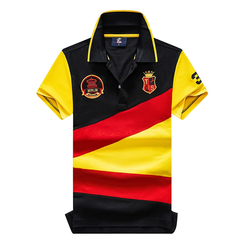 

Men's 2026 New Arrivals Polo Shirt Germany National Striped Embroidery Cotton Short-Sleeved Loose Fit Golf Collar T-Shirt