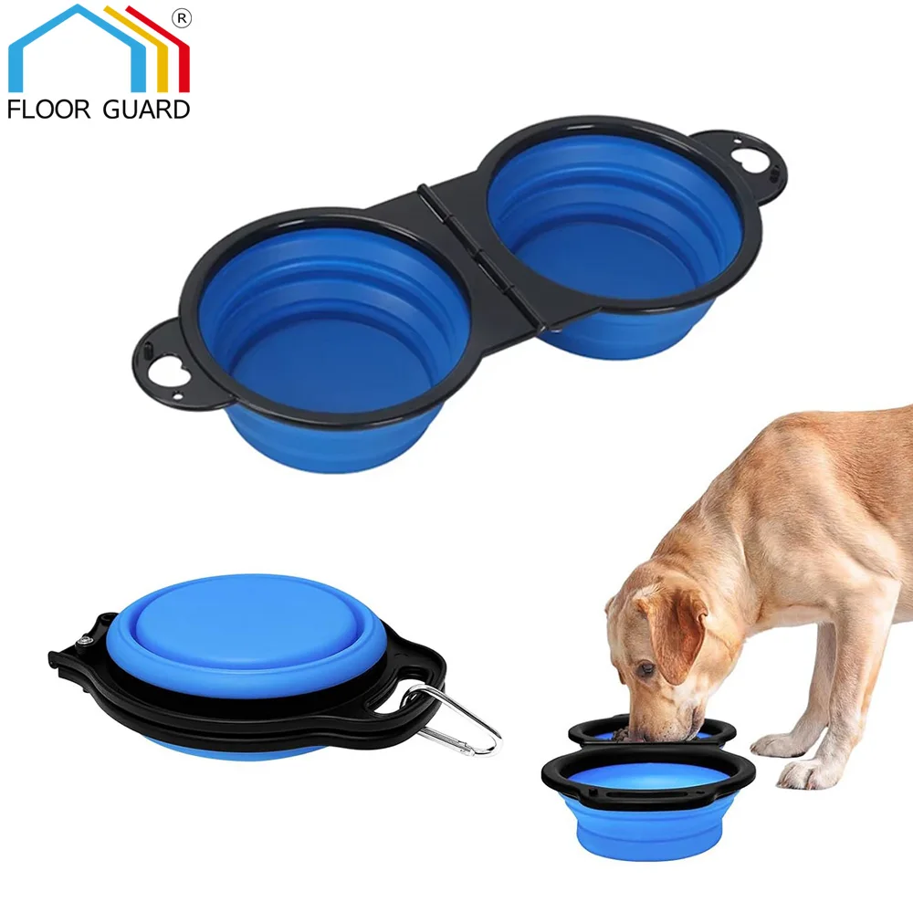 

2 IN 1 Folding Portable Silicone Dog Feeder Bowl Pet Dispenser Outdoor Travel Dog Cat with Container Feeder drinking bowFor Pets