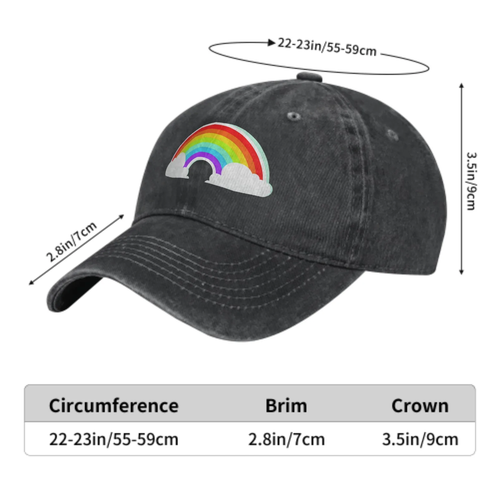 Rainbow Casquette Hat Dad Trucker Flat Bill Baseball Cap for Men Women Vintage Adjustable