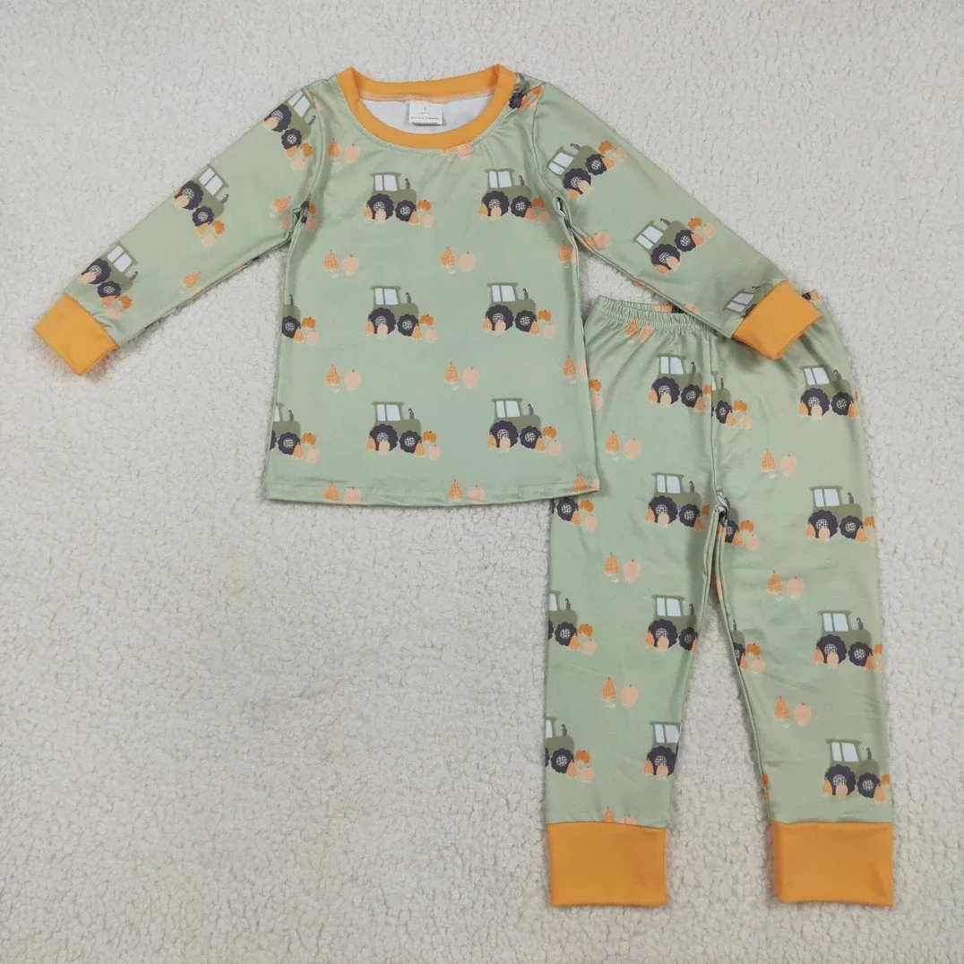 

New RTS boutique boy Halloween Holiday Wear Pumpkins Trucks Pajamas Set baby boy fall kid nightwear Clothes kids clothes sets
