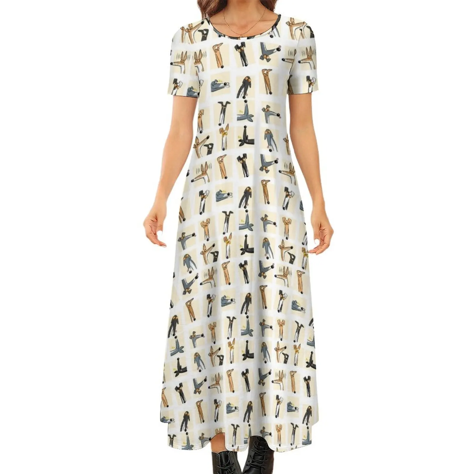 

Heads up: Cream Round Neck Short Sleeve Dress party dresses woman women"s clothing trend 2024