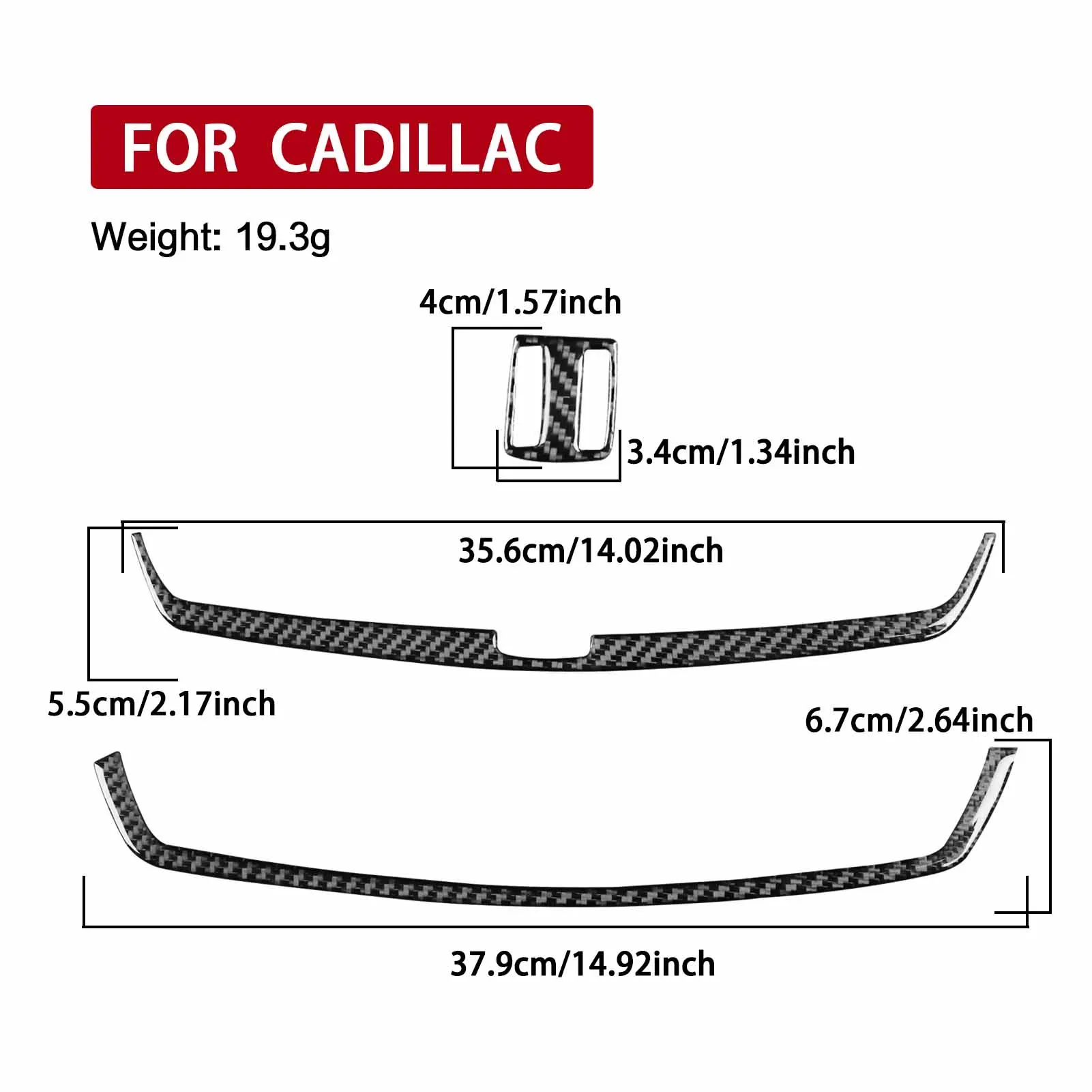 compatible with Cadillac XTS 2013—2019 Carbon Fiber Interior Accessories Central Air Outlet Vent Panel Trim Kit Sticker
