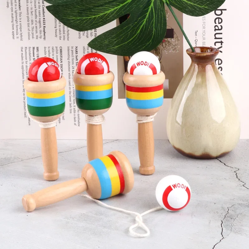 1 Pcs New Children's Pressure Resistant And Safe Simple Wooden Bilbao Cup And Ball Hand-eye Coordination Toy Traditional Game