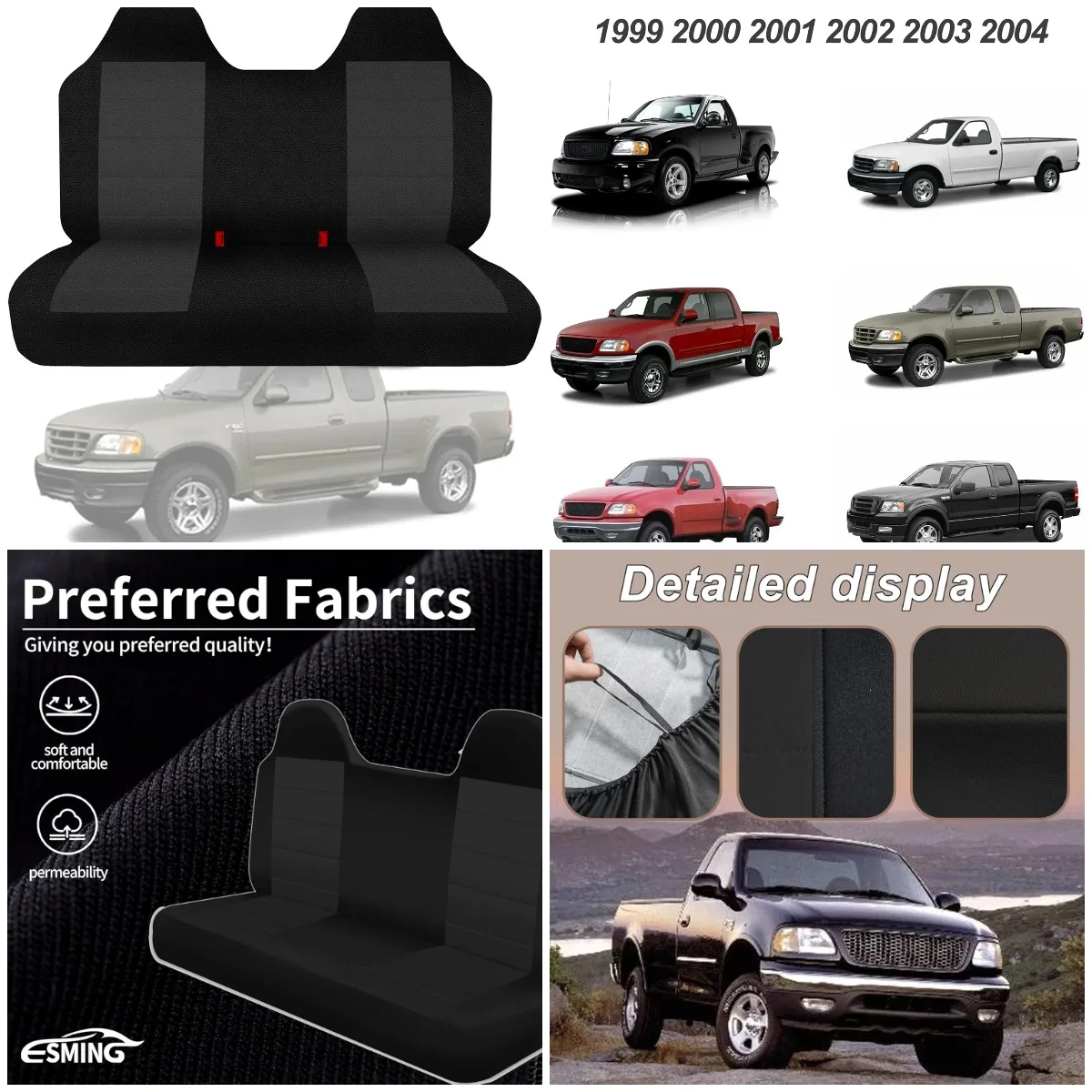 

Чехол на сиденье передней скамейки подходит для Ford F-150 1999-2004, водонепроницаемая ткань Оксфорд, легко чистится