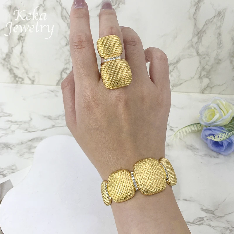 

Итальянский массивный позолоченный комплект ювелирных изделий, круглое колье, ожерелье, серьги-капли, браслет, кольцо, свадебный подарок для женщин