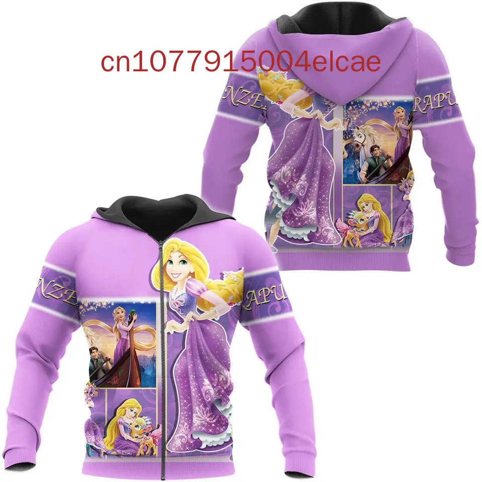 New Rapunzel Tangled Zipper Hoodie Spring/Summer Disney Casual Street Fashion Men's and Women's Long Sleeve Hoodie