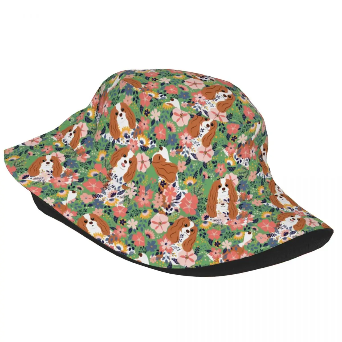 Cavalier King Charles Spaniel Garden Unisex Bucket Hat Personalized Summer Travel Beach Cute Dog Hat