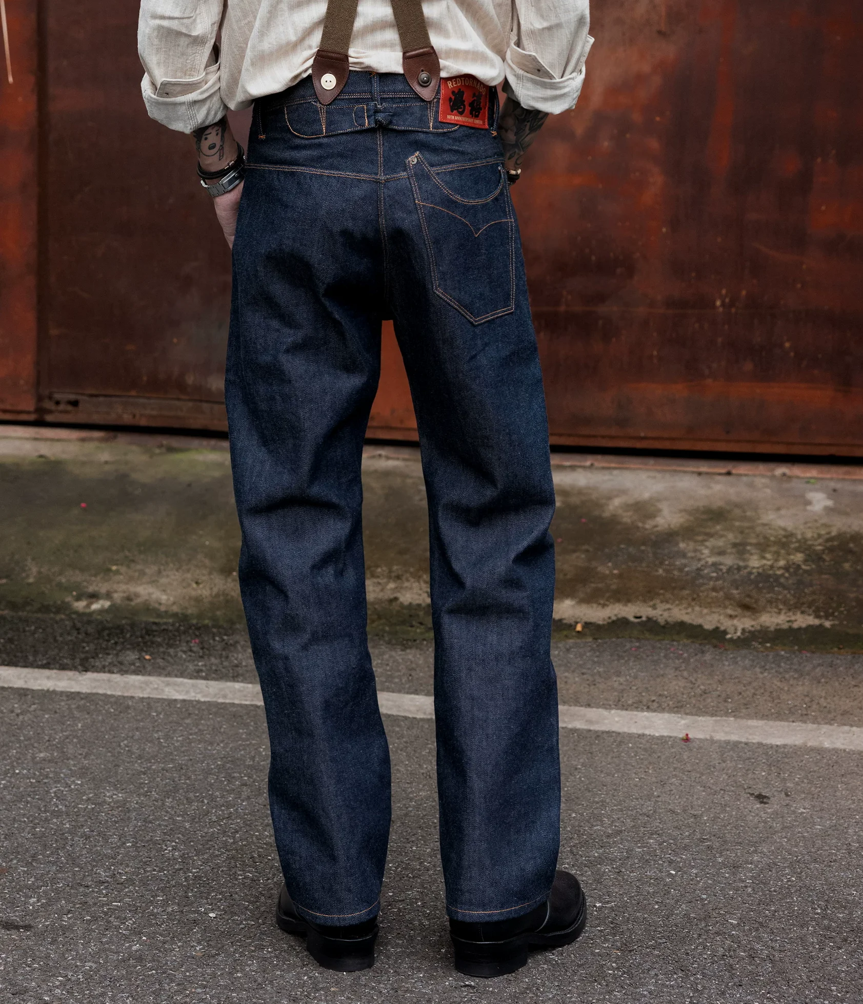 RLCK-0008A Red Tornado 16oz Straight Fitting Raw Denim Jeans High Waist Button Fly Super Quality Indigo Selvage Washed Pants