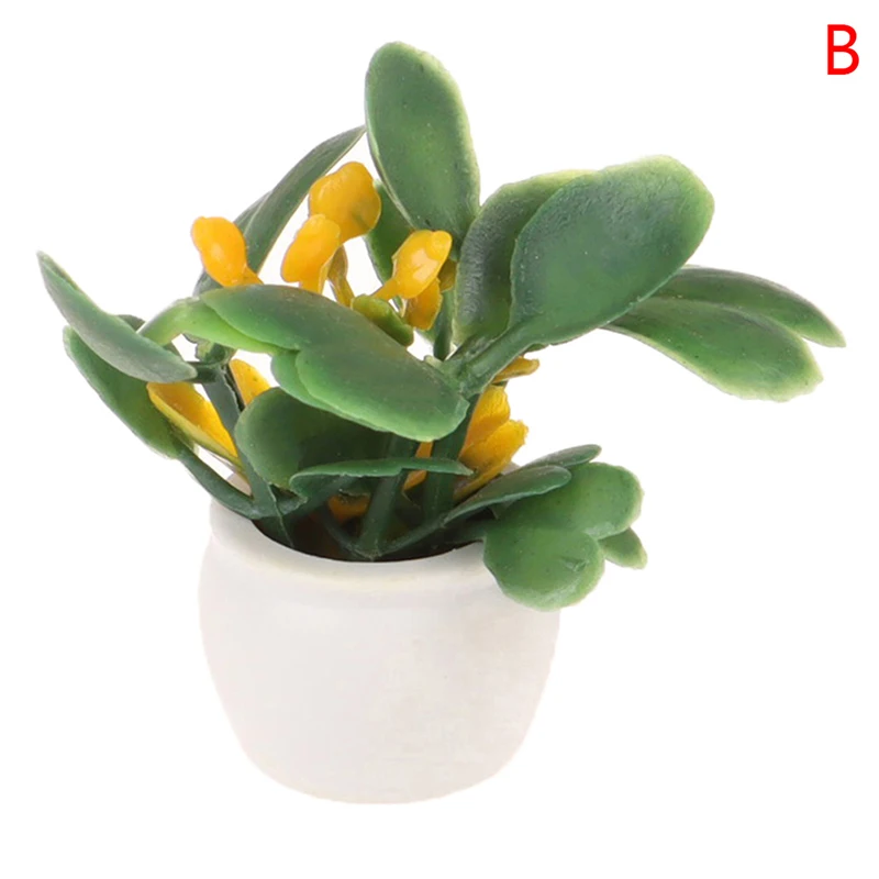 1/2 Stuks Poppenhuis Meubels 1:12 Accessoires Mini Groene Plant Bonsai Bloempotten