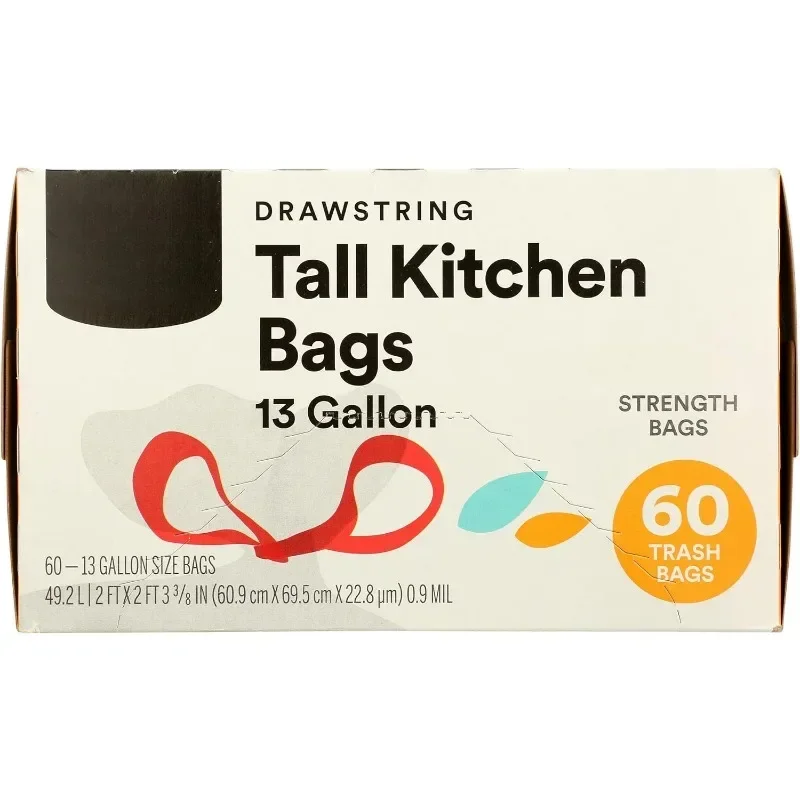 Bag Kitchen Tall Drawsting 13 Gallon, 60 Count