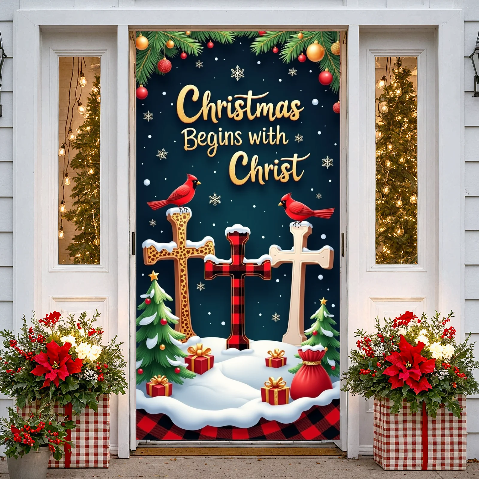 Weihnachten hängende Tür Banner Ornamente Frohe Weihnachten Indoor Party Dekoration Neujahr 2026 Weihnachten Wand Banner Weihnachtsgeschenk