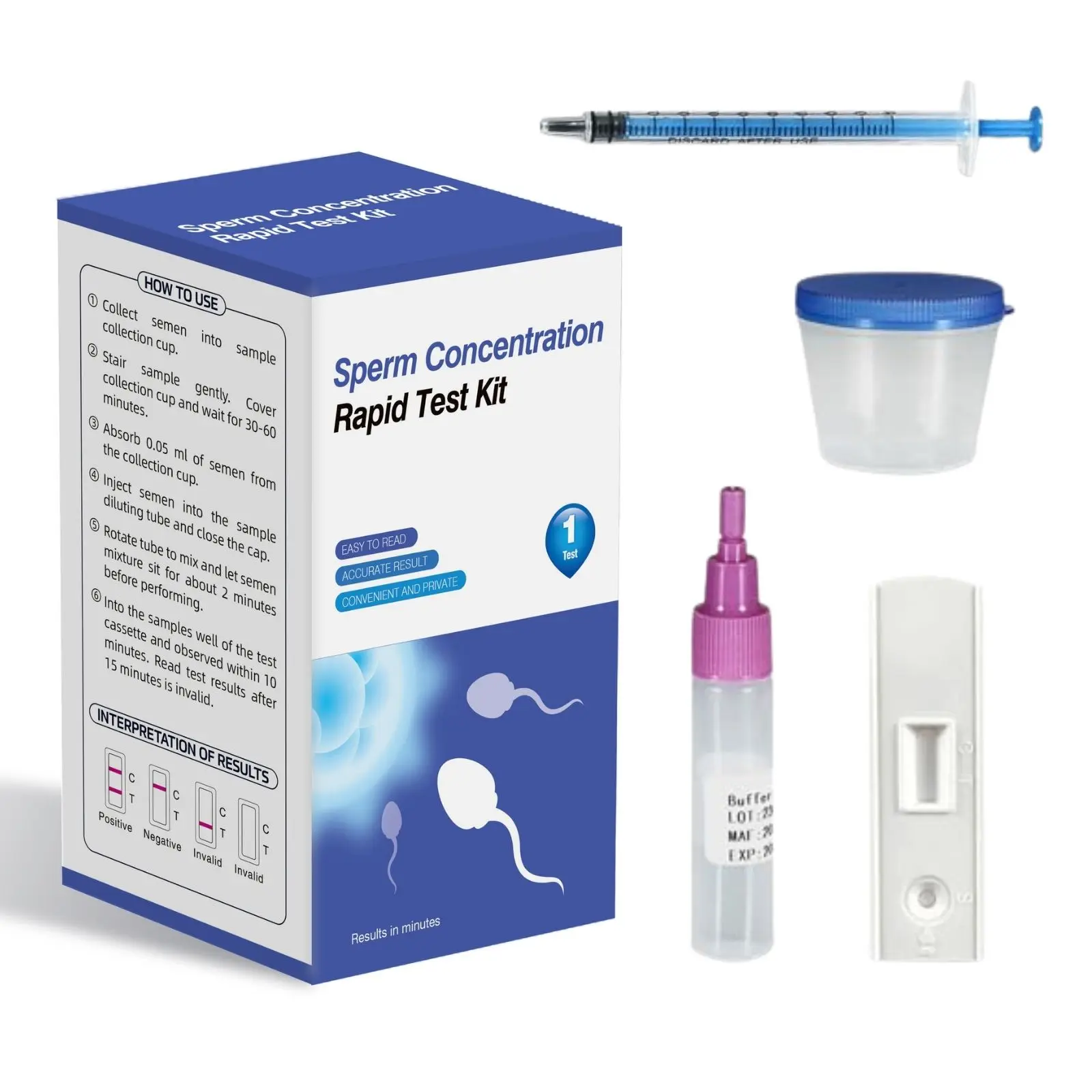 Men Fertility Home Test Kit Sperm Quality Self-Testing Shows Normal or Low Sperm Count Easy to Read Results Accurate and Private