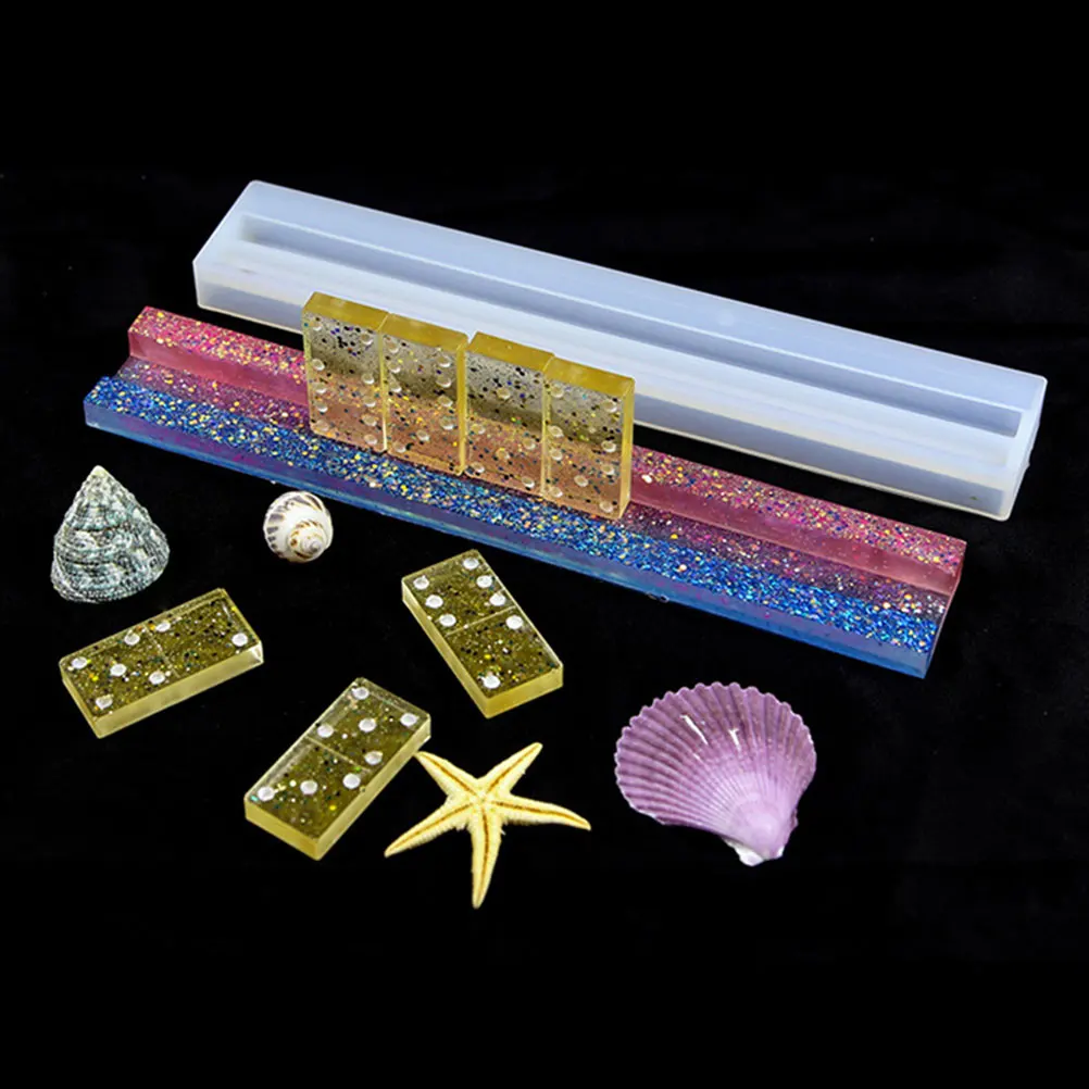 

2Pcs Domino Silicone Flexible Reusable Craft Tray White Child Family Gift Diy Molds Domino Stand Silicone Molds Jewelry
