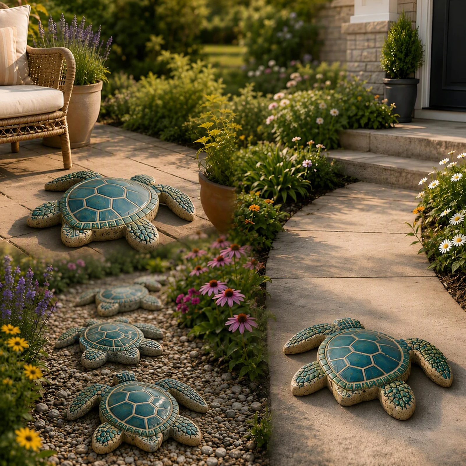 Silicone Reusable Garden Path Molds Ocean Theme Stepping Stone Concrete Paver Walkway Molds 400mm