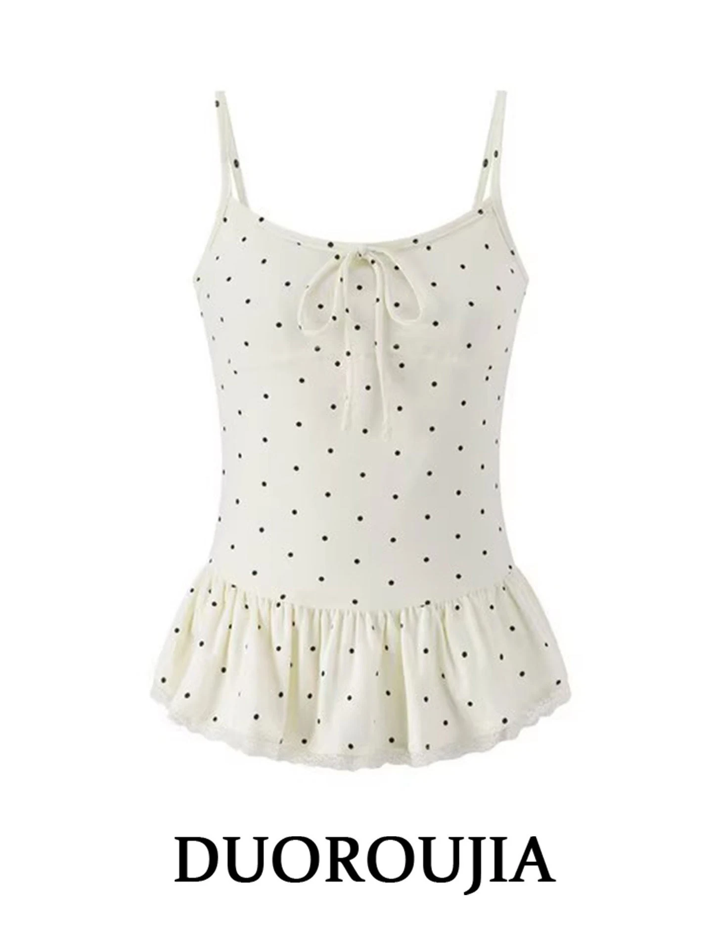 

Duor plus Size Polka Dot Knot Tie Vest Cardigan Women Summer Fat MM Halter Top Sun Protection Two Piece Set