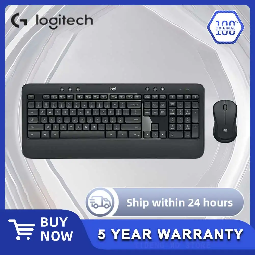 Набор беспроводной клавиатуры и мыши Logitech MK540 с подставкой для рук, поддержкой батареи и брызгозащищенной конструкцией для офисного использования в деловом стиле