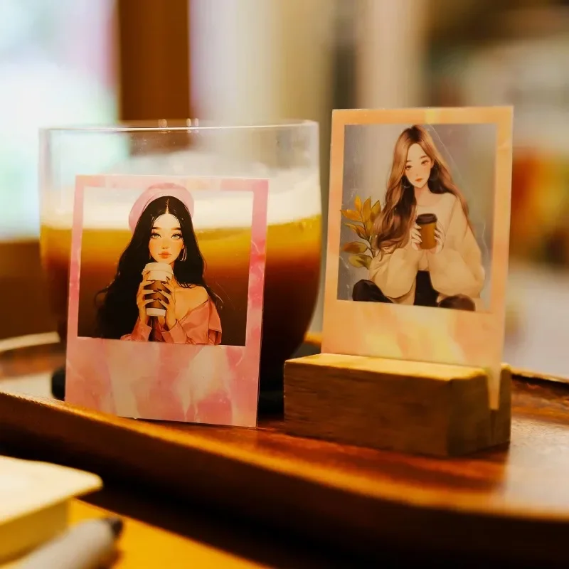 15Sheets PET Sticker Pack Memory Polaroid character border Background Account Material package Scrapbook cut 115*77mm