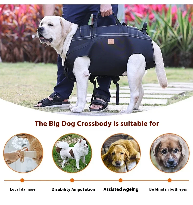 حقيبة ظهر للكلاب متوسطة وكبيرة الحجم من قماش أكسفورد حقيبة جانبية بحزام كتف مزدوج للاستخدام الخارجي حقيبة ظهر كبيرة للكلاب
