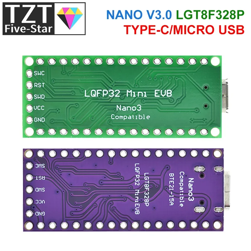 LGT8F328P-LQFP32 MiniEVB TYPE-C MICRO USB Compatible With ATMEGA328 Nano V3.0 LGT8F328P CH9340C / HT42B534-1 SOP16 For Arduino