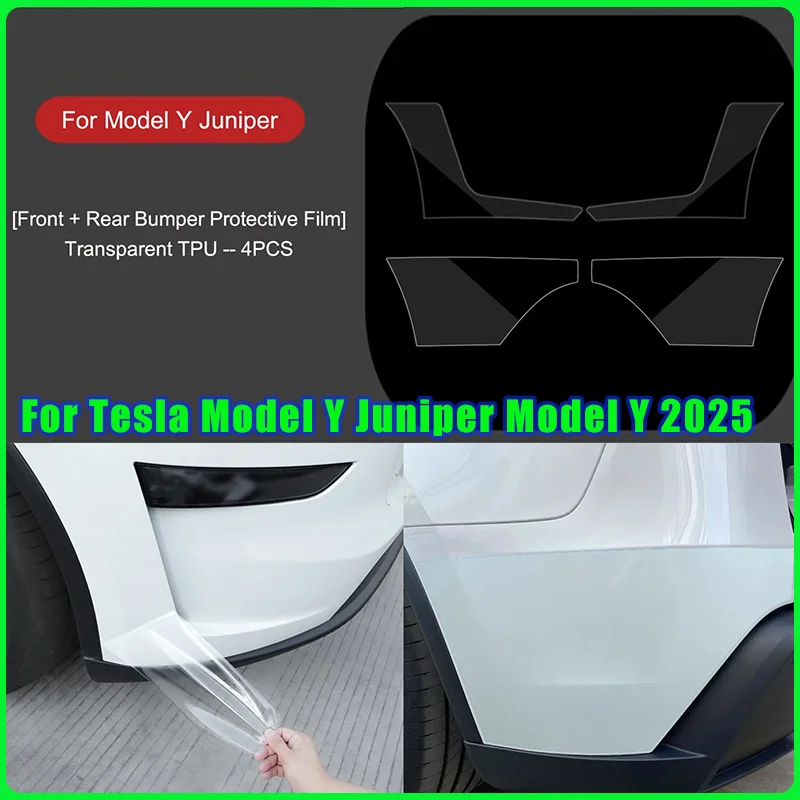 

For Tesla Model Y Juniper Model Y 2025 Front Bumper Sides Corner TPU Protector Film New Anti-Scratch Film Invisible Car Clothing