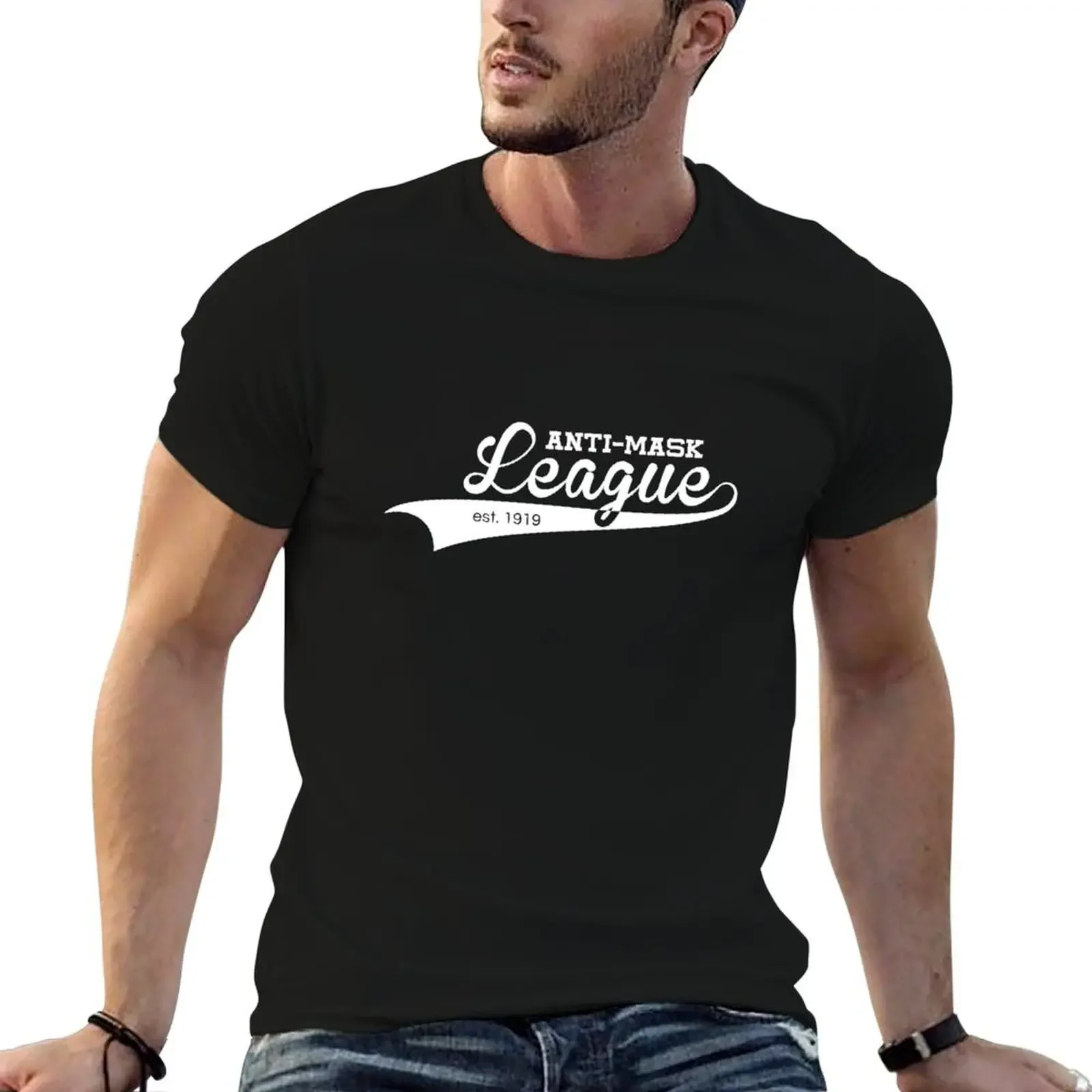 

Anti-Mask League - White T-Shirt luxury designer vintage graphic tee mens workout shirts