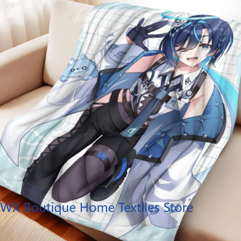 Mizuchima Komori Anime Girl Print Flannel Blanket Marine Medical Style Art Design Lightweight Warm Blanket for Bed Couch Travel