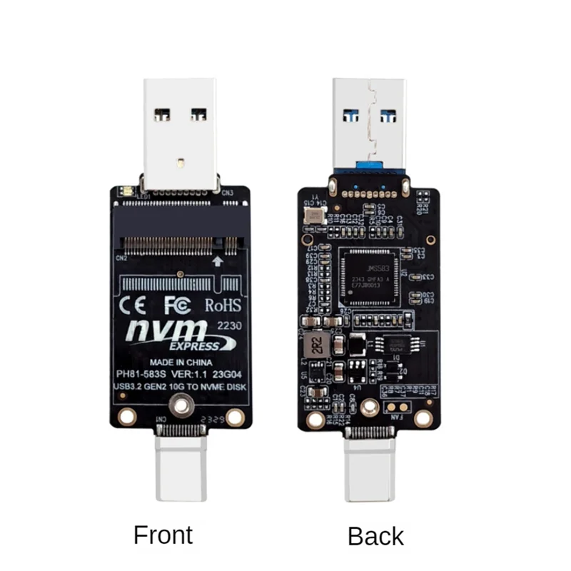 

A70P M.2 To USBA Type-C HDD Case Adapter Board NVME HDD Enclosure Interposer Board JMS583 10Gbps Support 2230 Size SSD