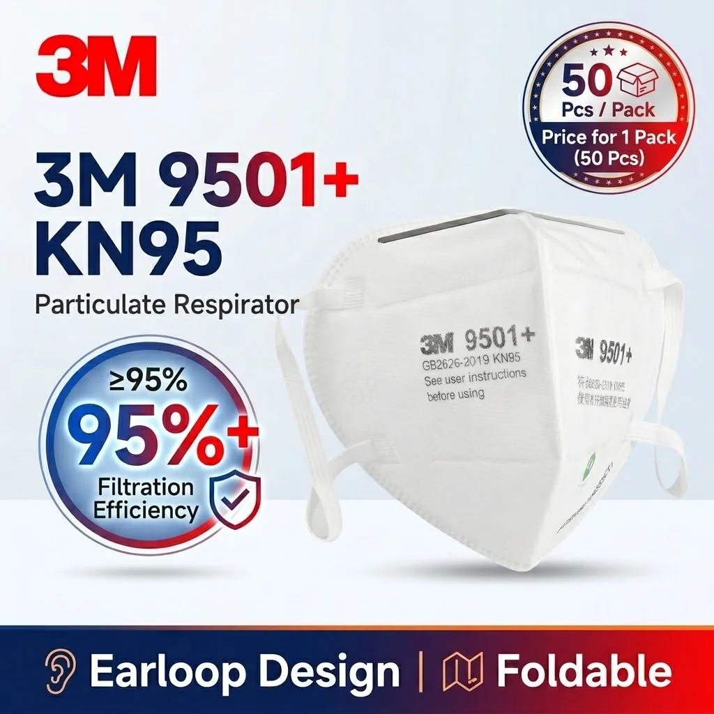 3M 9501+ KN95 Dust Mask Respirator Protective Particle Filter Mask Earloop Anti Dust Working Safety Masks