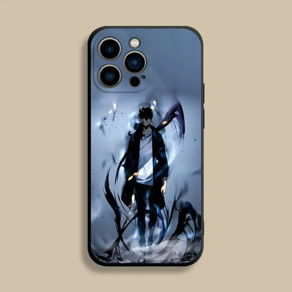 アニメ「ソロ・レベルアップ」スマホケース iPhone 17、16、15、14、13、12、Pro、Max、Plus、E、SE4、Air、Mini対応 ブラック ソフトカバー