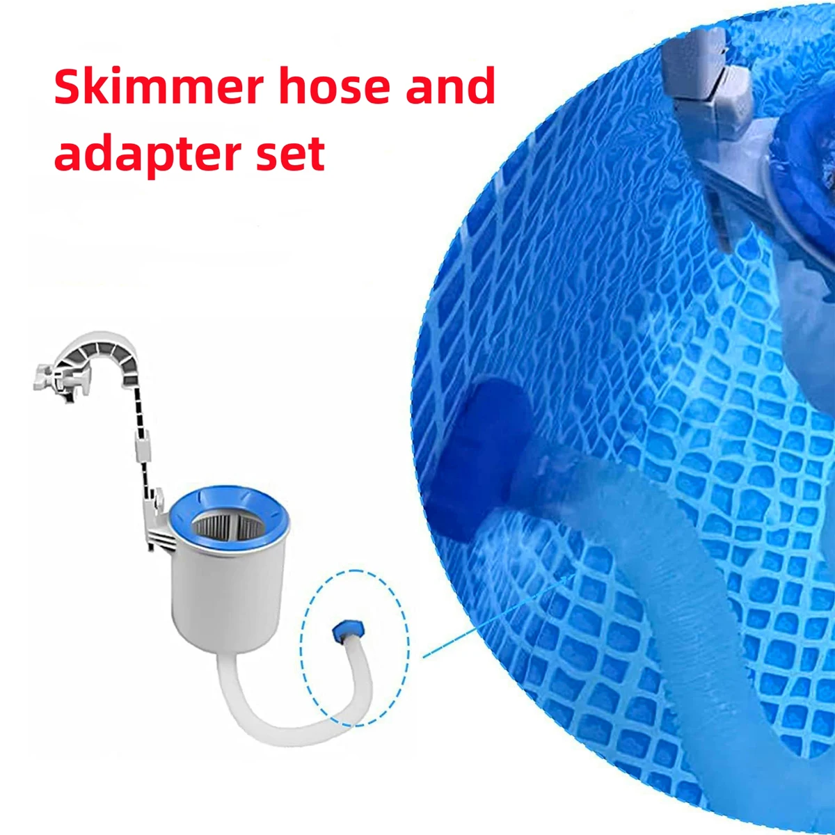 1 set Pool Skimmer Adapter&Wall Mount Tube 80cm White Hose 40mm Barb to 80mm Female Thread Blue Connector Pool Cleaning Fittings