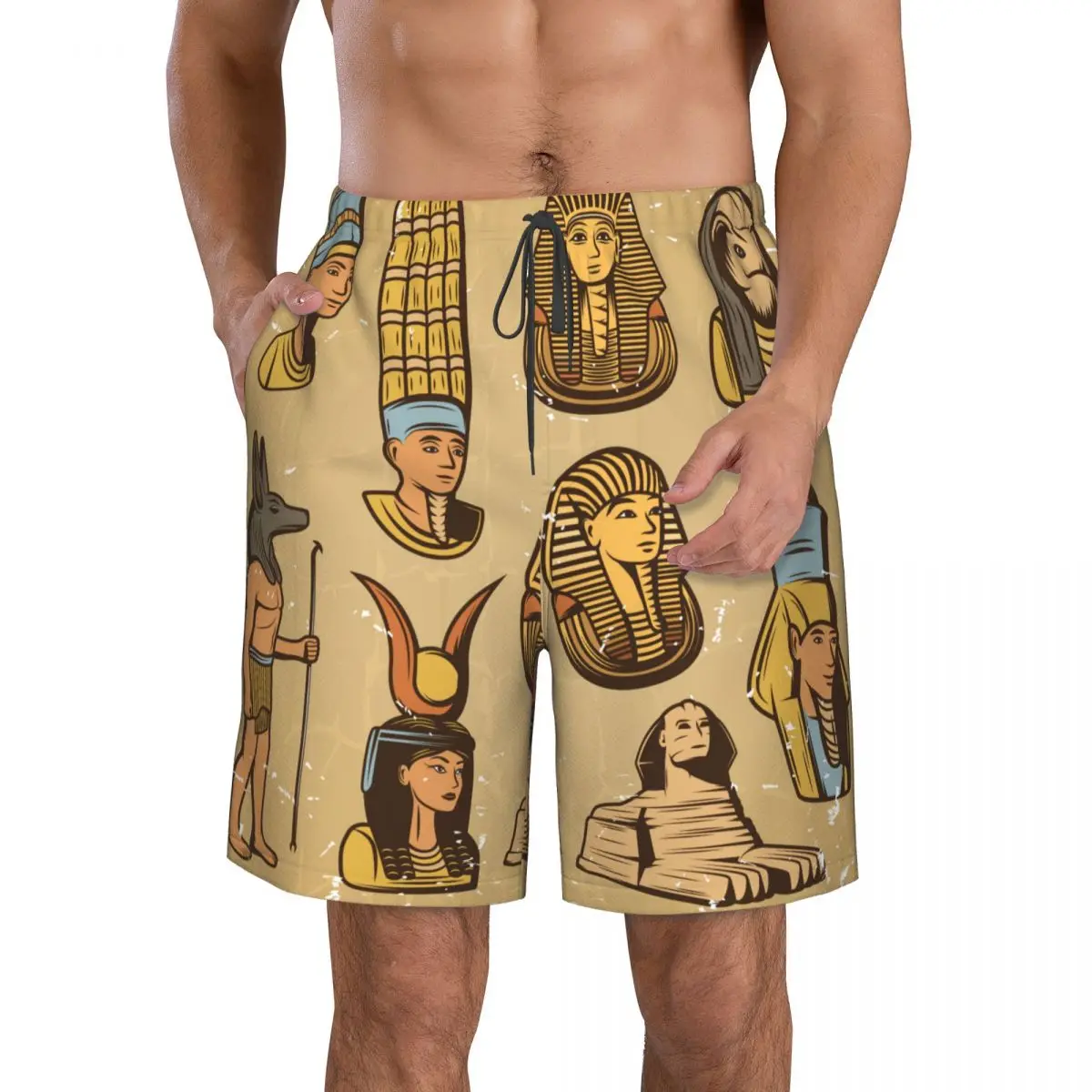 Men's Beach Short Swim Shorts Vintage Ancient Egyptian Collection Surfing Sport Board Shorts Swimwear