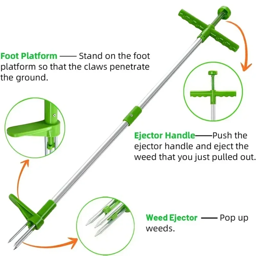 Claw New Pull Puller Standing Root Remover Outdoor Long Handle Claw Weeder Aluminum, Removable with Foot Pedal Gardening Tools