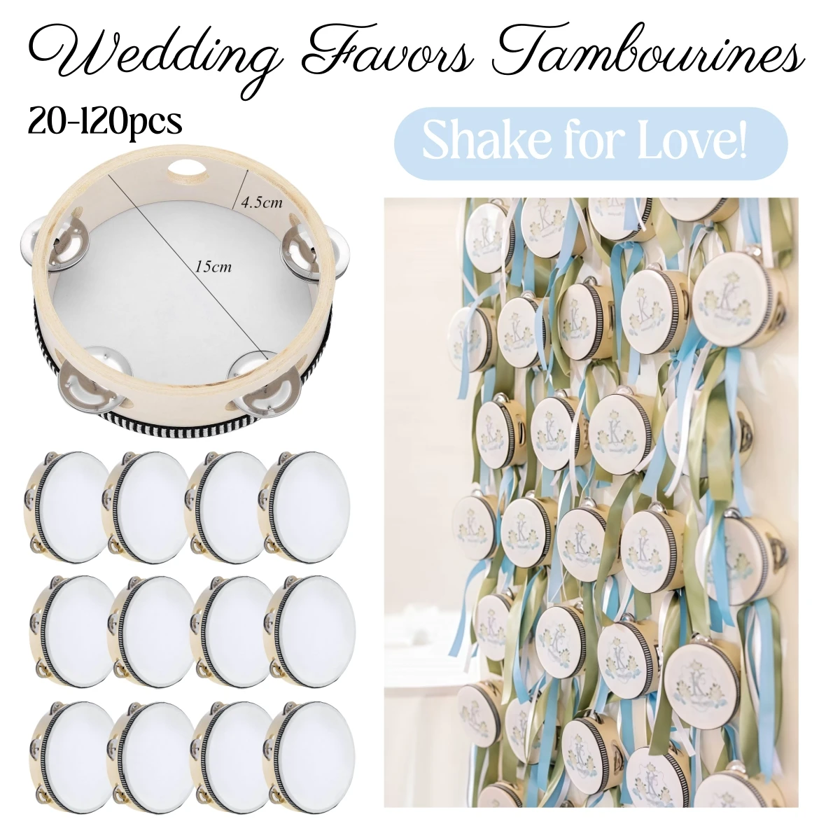 

20-120 шт. свадебных тамбуринов для взрослых, ручные барабаны, музыкальные инструменты, тамбурины для церковных мероприятий и вечеринок, 4/6/8 дюймов