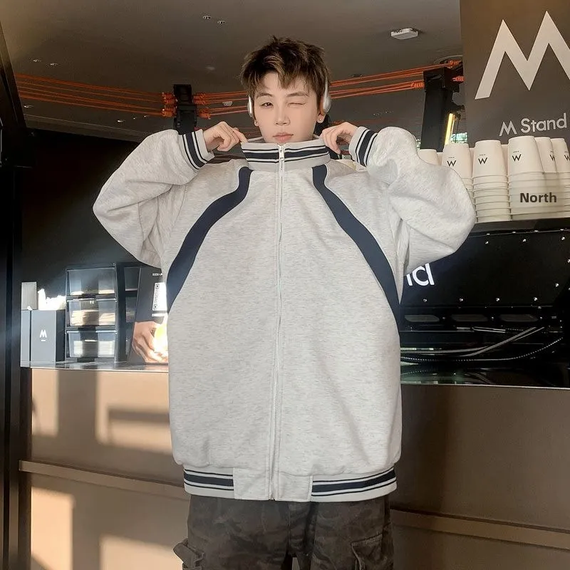 

Outdoor Men's Knitted Jaet Loose Fit Collar Stand Color Blo Design Long Sve hine Waable round Ne Spring Autumn