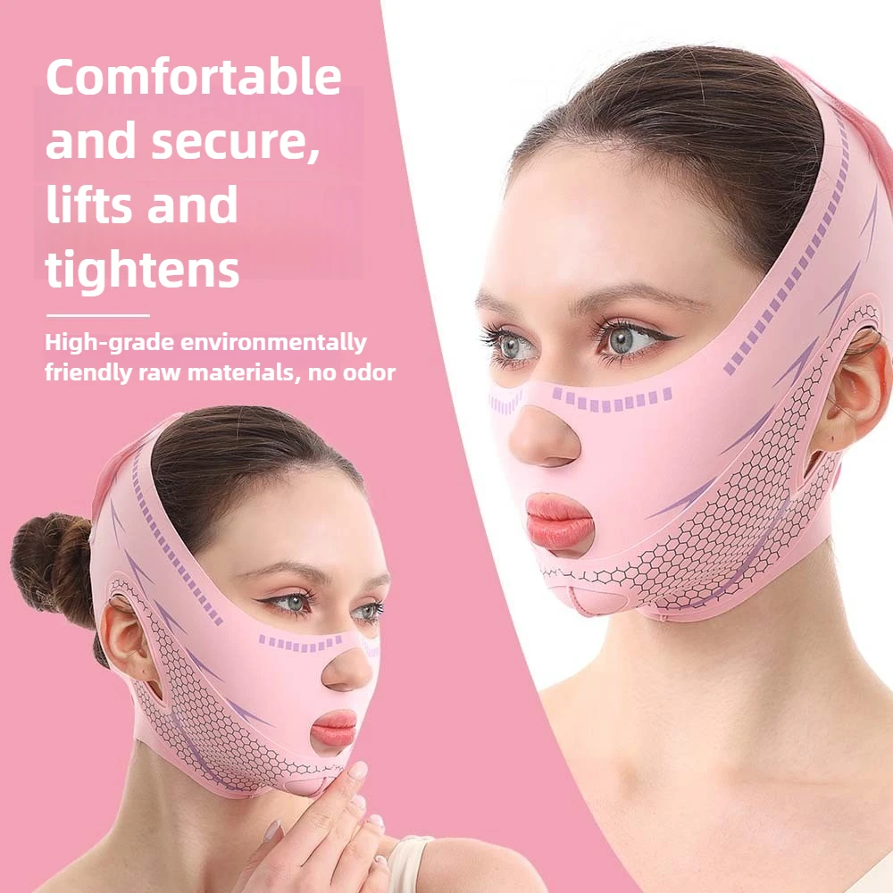 女性用フェイスリフティングベルト Vラインシェイパー フェイススリミングバンド チンチークリフトアップストラップ しわ防止 フェイシャルビューティー スキンケアツール