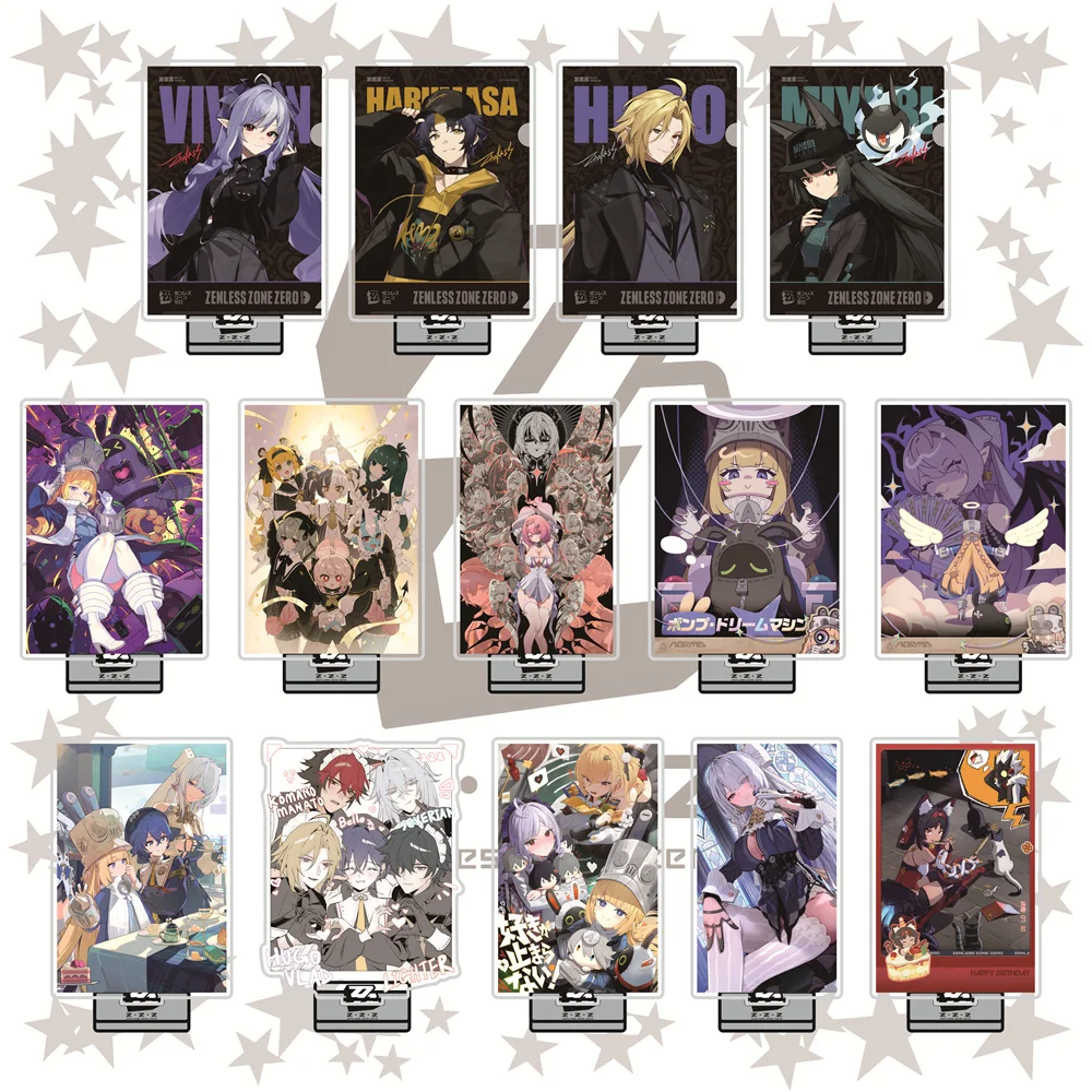 Zenless Zone Zero 13cm Acrylic Stand Figures Keychain Fantasy Game Themed Desk Decor, Collectible Display Gift for Gamer Fans