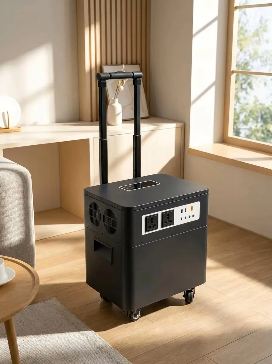 Trolley Portable Power Station 2500W to 3500W with 3072Wh LiFePO4 Battery and UPS for Home Backup Solar Charging