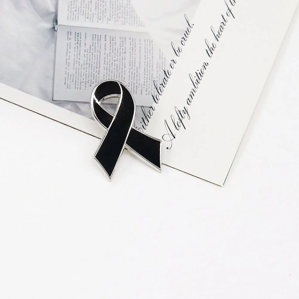 Black Awareness Ribbon Pins Love Care HIV AIDS Pink Ribbon Against Breast Cancer Lapel Badge Multi-coloured Dripping Oil Brooch
