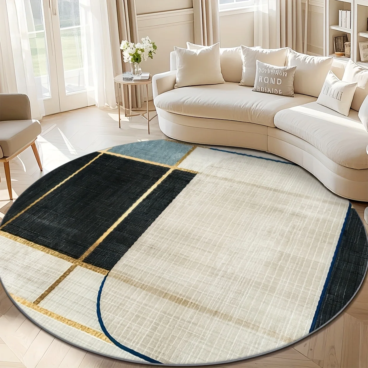 Boho Bright Patchwork Splice for Family Nook Non‑Slip Carpet Multi‑toned Stitched‑look Block Rug Chic Household Interior Accent