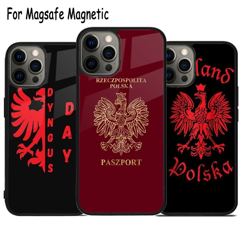 Polish Eagle Wireless Charge Magsafe Phone Case For iPhone 15 16 14 13 11 12 Pro Max Plus Magnetic Bumper Cover