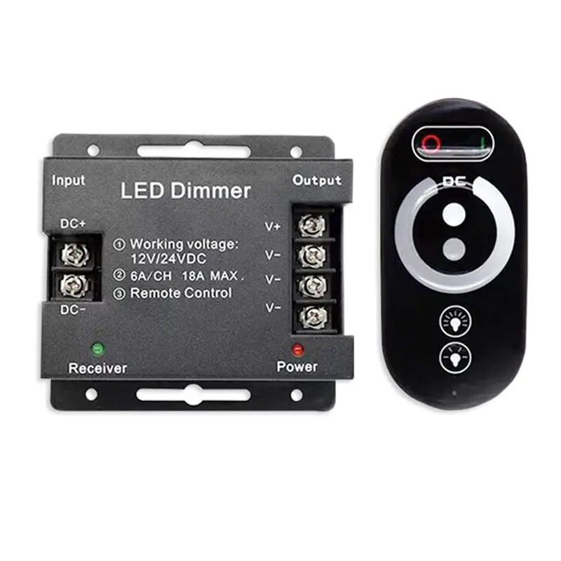 A02M-18A LED Monochrome Controller Dimmer 12V 24V With RF Wireless Touch Remote Control For Single Color Light Bar